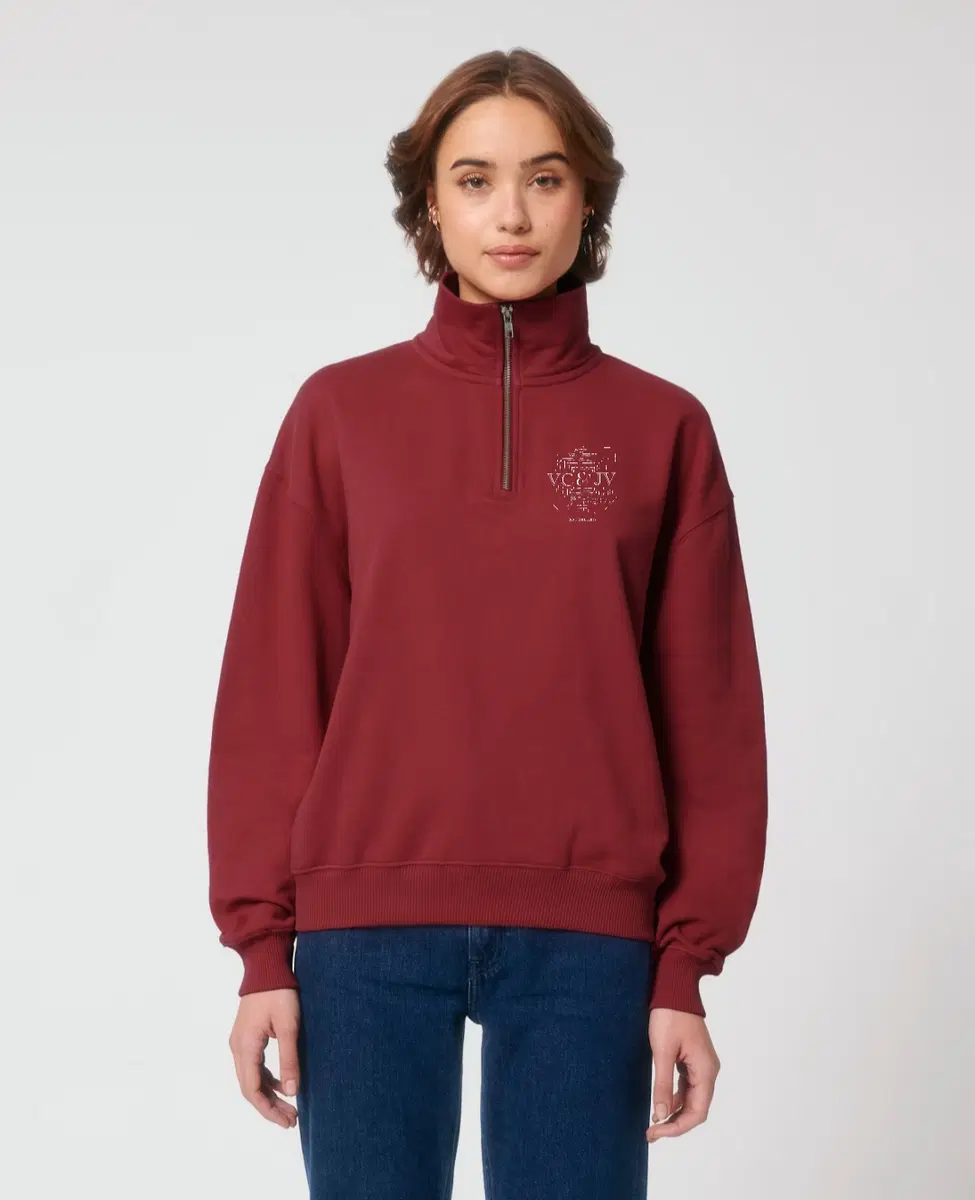 Oversize Unisex džemperis su trumpu užtrauktuku ,,Logo"