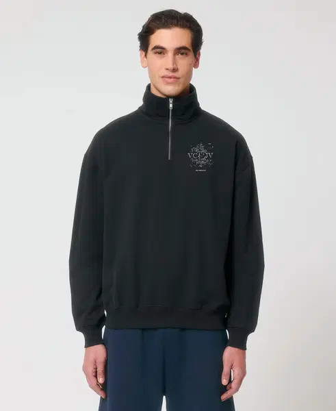 Oversize Unisex džemperis su trumpu užtrauktuku ,,Logo" 4
