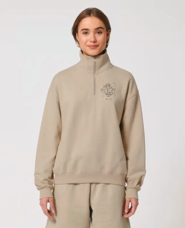 Išpirktuvių prekė. Oversize Unisex džemperis su trumpu užtrauktuku ,,Logo"