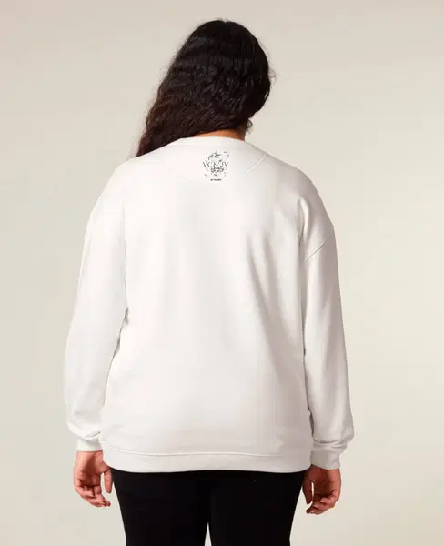 Moteriškas oversize megztinis su kūrinio ,,Kosmose" arba logo spauda 2