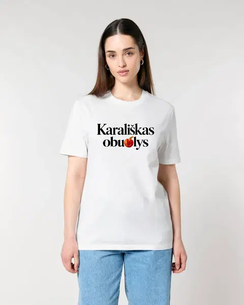 Ikoniški Kūrėjo marškinėliai su užrašu ,,Karališkas obuolys" - II variantas(obuoliukas žodžio viduryje) 3