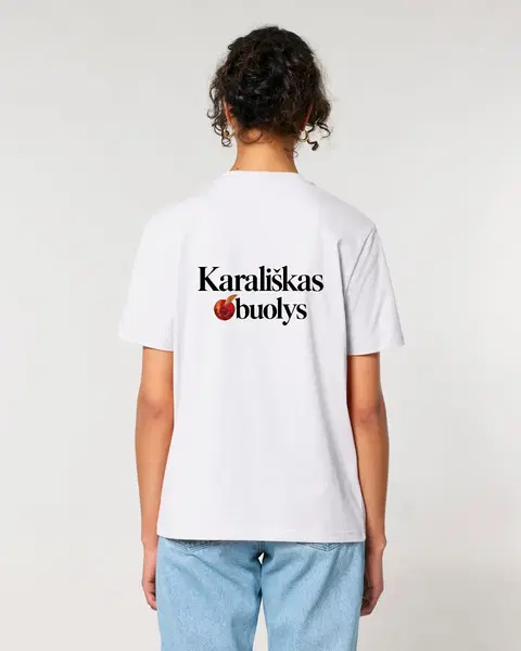 Ikoniški Kūrėjo marškinėliai su užrašu ,,Karališkas obuolys" - I variantas(obuoliukas žodžio pradžioje) 2